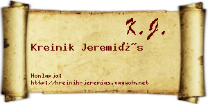 Kreinik Jeremiás névjegykártya